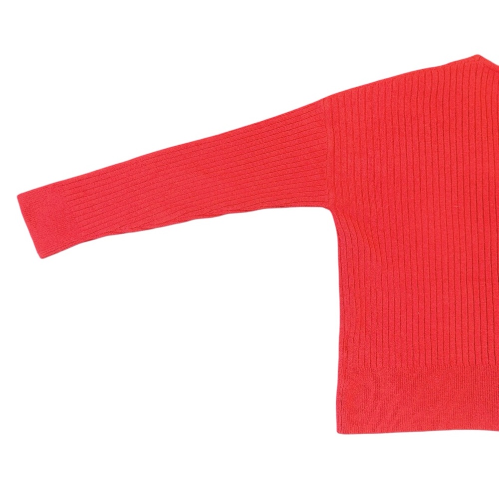 Madewell Red Ribbed Boxy 3 Button Wool Alpaca Blend Long Sleeve Cardigan Size XS - Picture 7 of 10